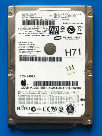 APPLE Fujitsu MHY2120BH, CA06889-B42500AP, 0CFE1B-0081000D, 120GB SATA 2.5 HD