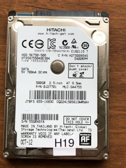 APPLE HITACHI HTS547550A9E384 P/N: OJ27701 MLC: DA4755 500GB - THAILAND 0A90269