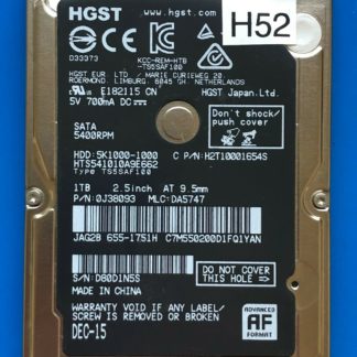 HGST HTS541010A9E662, PN 0J38093, MLC DA5747, 1TB SATA 2.5 Hard Drive