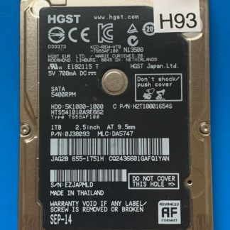 HGST HTS541010A9E662, PN 0J38093, MLC DA5747, 1TB SATA 2.5 Hard Drive