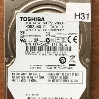MK7559GSXF, A0/GQ201B, HDD2J60 P TM01 T, Toshiba 750GB SATA 2.5 Hard Drive