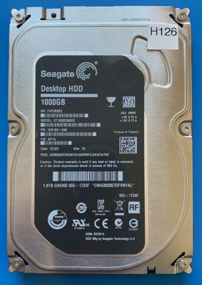 ST1000DM003 1ER162-040 Z4Y2BB8Z AP14 TK SEAGATE SATA 1000GB 100724095 REV A
