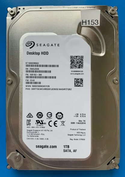 ST1000DM003 1SB102-300 Z9A5JDXK CC43 TK SEAGATE SATA 1TB 100774000 REV A