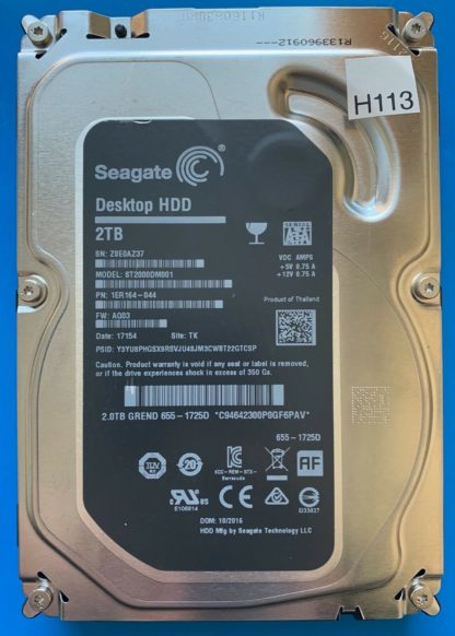 ST2000DM001 1ER164-044 Z8E0AZ37 AQ03 TK SEAGATE SATA 2TB 100762568 REV A