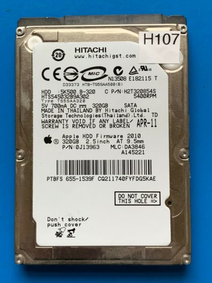 APPLE HITACHI HTS545032B9A302 P/N: 0J13963 MLC: DA3846 320GB - THAILAND 0A90161