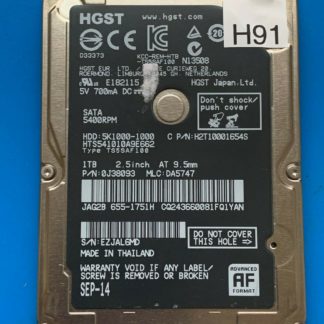 HGST HTS541010A9E662, PN 0J38093, MLC DA5747, 1TB SATA 2.5 Hard Drive