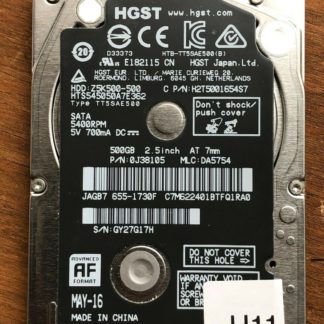 HGST HTS545050A7E362, PN 0J38105, MLC DA5754, Hitachi 500GB SATA 2.5 Hard Drive