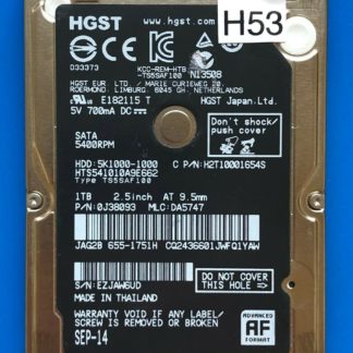 HGST HTS541010A9E662, PN 0J38093, MLC DA5747, 1TB SATA 2.5 Hard Drive