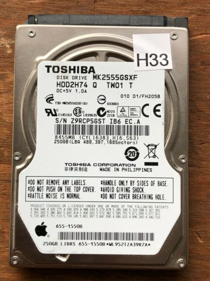 MK2555GSXF, D1/FH205B, HDD2H74 Q TW01 T, Toshiba 250GB SATA 2.5 Hard Drive