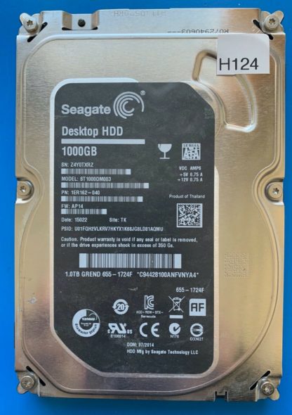 ST1000DM003 1ER162-040 Z4Y0TXRZ AP14 TK SEAGATE SATA 1000GB 100724095 REV A