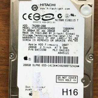 APPLE HITACHI HTS722020K9SA00 P/N: 0A53590 MLC: DA2163 200GB - THAILAND 0A90002