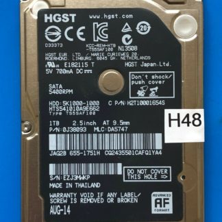 HGST HTS541010A9E662, PN 0J38093, MLC DA5747, 1TB SATA 2.5 Hard Drive