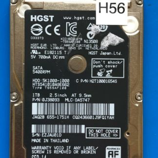 HGST HTS541010A9E662, PN 0J38093, MLC DA5747, 1TB SATA 2.5 Hard Drive