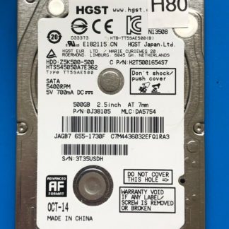 HGST HTS545050A7E362, PN 0J38105, MLC DA5754, 500GB SATA 2.5 Hard Drive