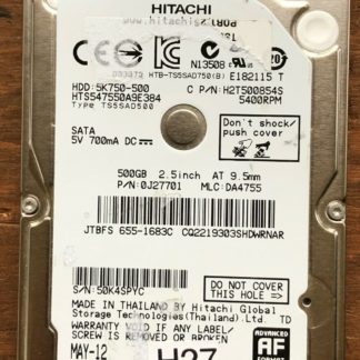 APPLE HITACHI HTS547550A9E384 P/N: 0J27701 MLC: DA4755 500GB - THAILAND 0A90269