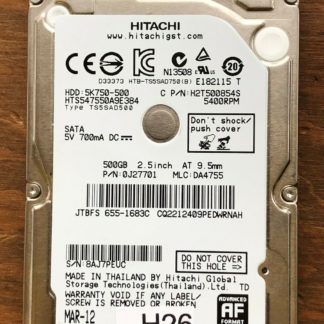 APPLE HITACHI HTS547550A9E384 P/N: 0J27701 MLC: DA4755 500GB - THAILAND 0A90269