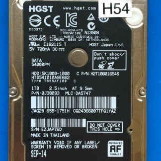 HGST HTS541010A9E662, PN 0J38093, MLC DA5747, 1TB SATA 2.5 Hard Drive
