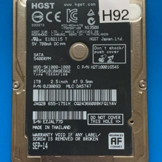 HGST HTS541010A9E662, PN 0J38093, MLC DA5747, 1TB SATA 2.5 Hard Drive