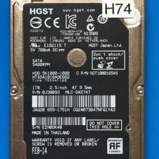 HGST HTS541010A9E662, PN 0J38093, MLC DA5747, 1TB SATA 2.5 Hard Drive
