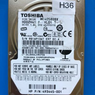 MK4058GSX, A0/FF011C, HDD2H41 F VL01 T, Toshiba 400GB SATA 2.5 Hard Drive