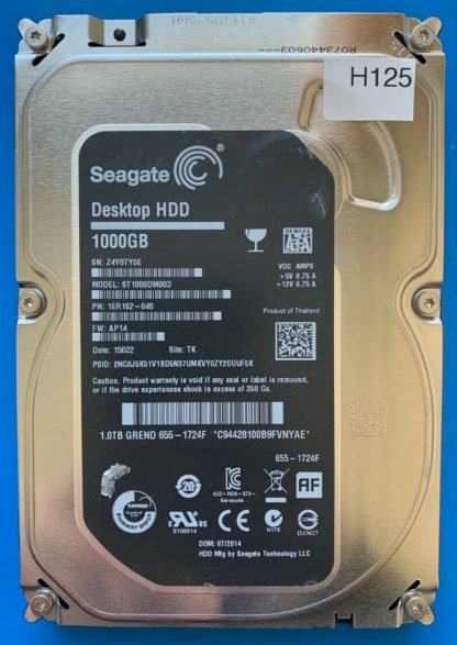 ST1000DM003 1ER162-040 Z4Y0TY0E AP14 TK SEAGATE SATA 1000GB 100724095 REV A