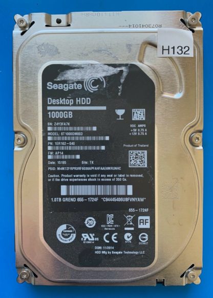 ST1000DM003 1ER162-040 Z4Y3FA7K AP14 TK SEAGATE SATA 1000GB 100724095 REV A
