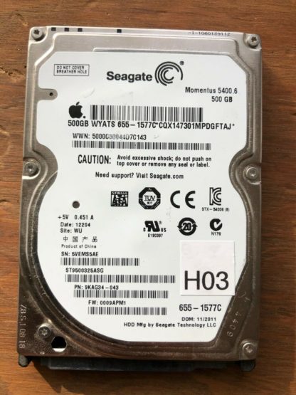 ST9500325ASG  9KAG34-043  009APM1  WU  5VEMS5AE  SEAGATE SATA 500GB 100565308 A