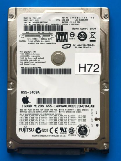 APPLE Fujitsu MHY2160BH, CA06889-B42700AP, 0CFD0A-0081000D, 160GB SATA 2.5 HD
