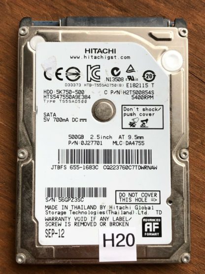 APPLE HITACHI HTS547550A9E384 P/N: OJ27701 MLC: DA4755 500GB - THAILAND 0A90269