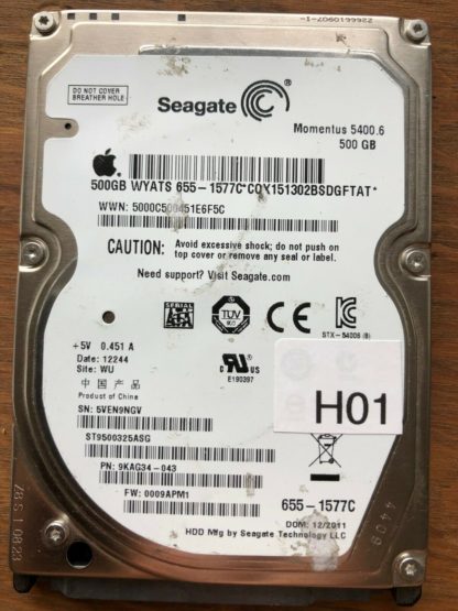 ST9500325ASG  9KAG34-043  0009APM1  WU  5VEN9NGV  SEAGATE SATA 500GB  100663719