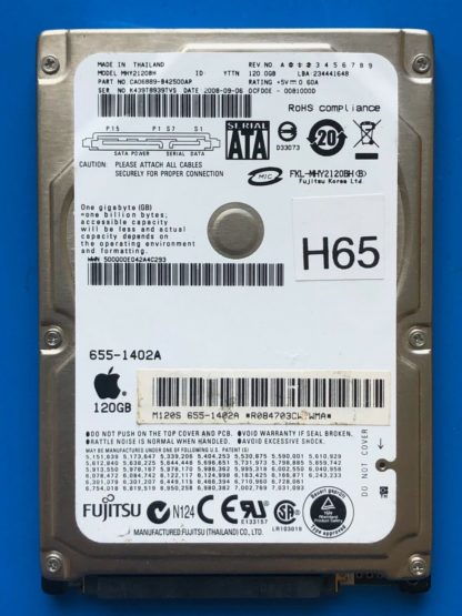 APPLE Fujitsu MHY2120BH, CA06889-B42500AP, 0CFD0E-0081000D, 120GB SATA 2.5 HD