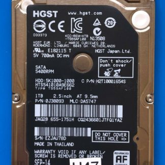 HGST HTS541010A9E662, PN 0J38093, MLC DA5747, 1TB SATA 2.5 Hard Drive
