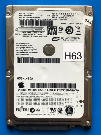 APPLE Fujitsu MHY2200BH, CA06889-B42800AP, 0CFD0B-0081000D, 200GB SATA 2.5 HD