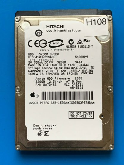 APPLE HITACHI HTS545032B9SA02 P/N: 0A70463 MLC: DA3031 320GB - THAILAND 0A90161