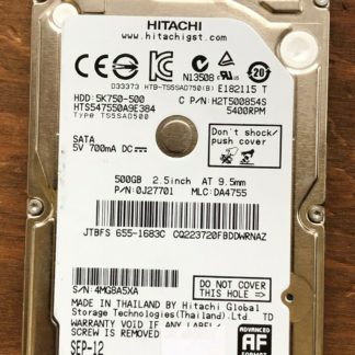 APPLE HITACHI HTS547550A9E384 P/N: 0J27701 MLC: DA4755 500GB - THAILAND 0A90269