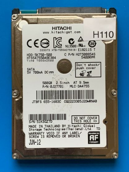 APPLE HITACHI HTS547550A9E384 P/N: 0J27701 MLC: DA4755 500GB - THAILAND 0A90269