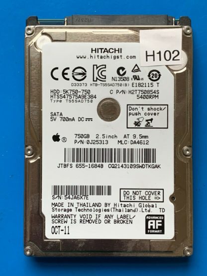 APPLE HITACHI HTS547575A9E384 P/N: 0J25313 MLC: DA4612 750GB - THAILAND 0A90269