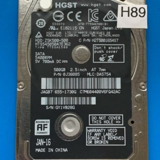 HGST HTS545050A7E362, PN 0J38085, MLC DA5754, 500GB SATA 2.5 Hard Drive