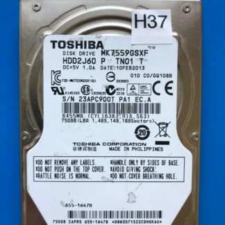 MK7559GSXF, C0/GQ108B, HDD2J60 P TN01 T, Toshiba 750GB SATA 2.5 Hard Drive