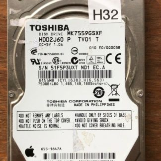 MK7559GSXF, E0/GQ005B, HDD2J60 P TV01 T, Toshiba 750GB SATA 2.5 Hard Drive