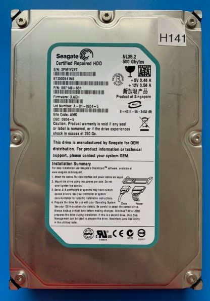 ST3500641NS 9BF148-501 3PM1YZFT 3.AEH AMK SEAGATE SATA 500GB 100383409