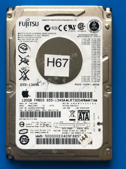 APPLE Fujitsu MHW2120BH, CA06820-B38700AP, 0FFF6A-00810013, 120GB SATA 2.5 HD