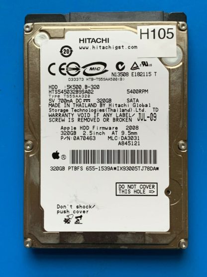 APPLE HITACHI HTS545032B9SA02 P/N: 0A70463 MLC: DA3031 320GB - THAILAND 0A90161