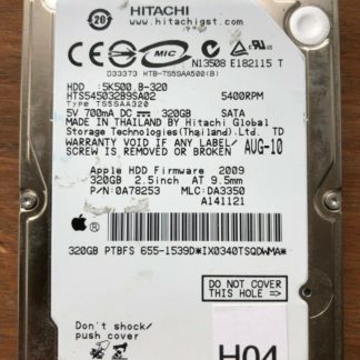 APPLE HITACHI HTS545032B9SA02 P/N: 0A78253 MLC: DA3350 320GB - THAILAND 0A58758
