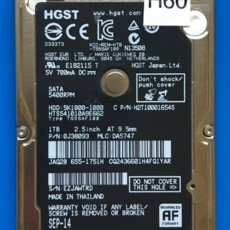 HGST HTS541010A9E662, PN 0J38093, MLC DA5747, 1TB SATA 2.5 Hard Drive