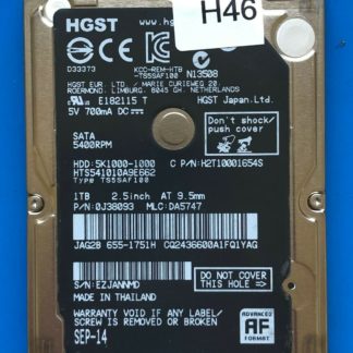 HGST HTS541010A9E662, PN 0J38093, MLC DA5747, 1TB SATA 2.5 Hard Drive