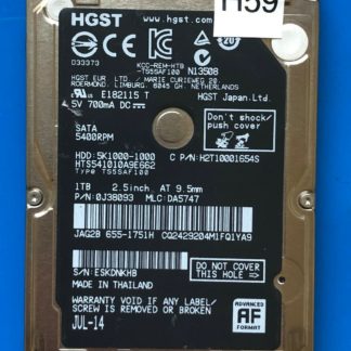 HGST HTS541010A9E662, PN 0J38093, MLC DA5747, 1TB SATA 2.5 Hard Drive