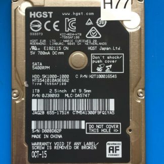 HGST HTS541010A9E662, PN 0J38093, MLC DA5747, 1TB SATA 2.5 Hard Drive