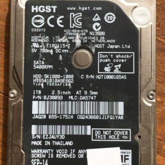 HGST HTS541010A9E662, PN 0J38093, MLC DA5747, Hitachi 1TB SATA 2.5 Hard Drive