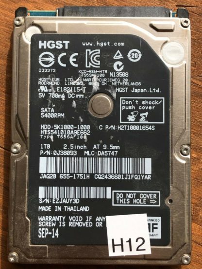 HGST HTS541010A9E662, PN 0J38093, MLC DA5747, Hitachi 1TB SATA 2.5 Hard Drive